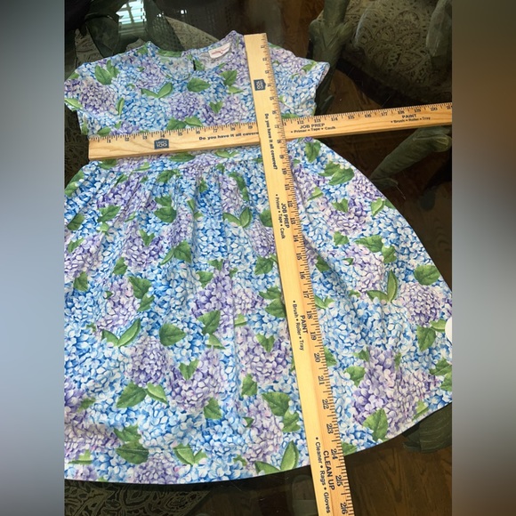 Smiling Button Girls's Sunday Hydrangea Print Short Sleeve Cotton Dress Size 8 - Picture 6 of 7